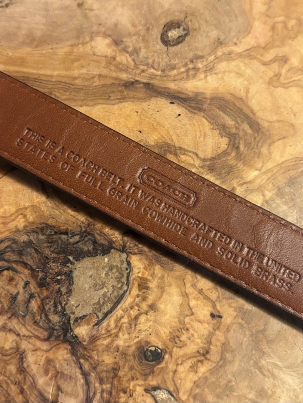Coach Dark Brown Suede Leather Belt with Gold Buckle - M - Picture 6 of 8